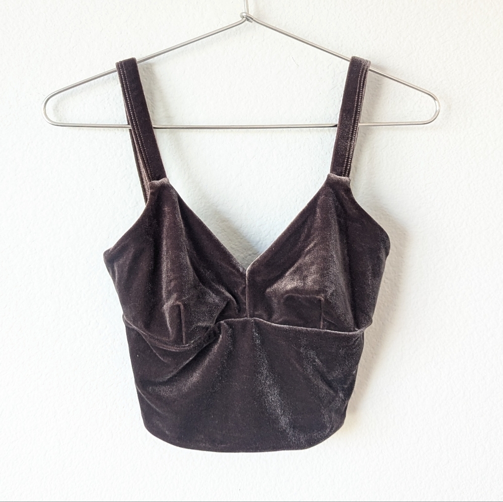 Commando Velvet Crop Bralette in Dark Brown